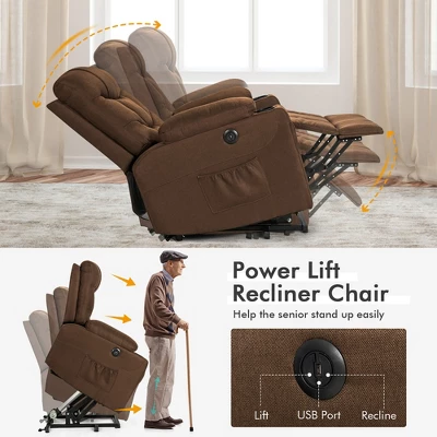 Costway Electric Power Lift Recliner Chair Living Room Sofa Chair With Massage & Heating - Image 5