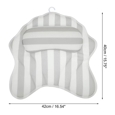 Unique Bargains Bath Cushion Non Slip Suction Sups Comfortable Head Rest Bathtub Pillow Gray - Image 2