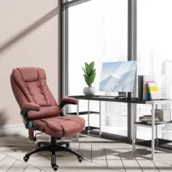Vinsetto Ergonomic Vibrating Massage Office Chair High Back Executive Heated Chair With 6 Point Vibration Reclining Backrest Padded Armrest Red