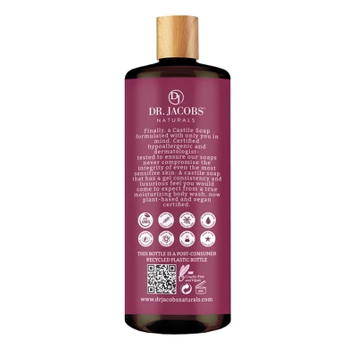 Dr Jacobs Naturals Rich Castile Rose Body Wash Hypoallergenic Vegan Sulfate-Free Paraben-Free Dermatologist Recommended 32oz - Rose - Image 2
