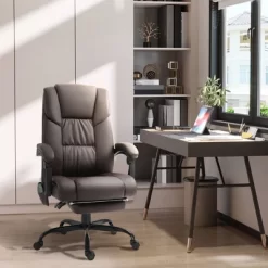 Vinsetto High Back Massage Office Desk Chair With 6-Point Vibrating Pillow, Computer Recliner Chair With Retractable Footrest, And Adjustable Lumbar Support