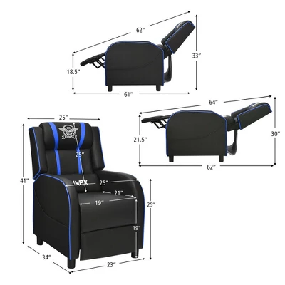 Costway Massage Gaming Recliner Chair Racing Single Lounge Sofa Home Theater Seat - Image 3