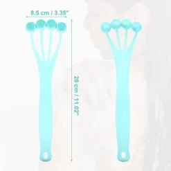 Unique Bargains Silicone Body Scrubber Massage Back Washer Body Shower With Long Handle Blue